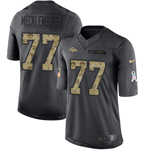 Nike Broncos #77 Karl Mecklenburg Black Men's Stitched NFL Limited 2016 Salute to Service Jersey - Click Image to Close